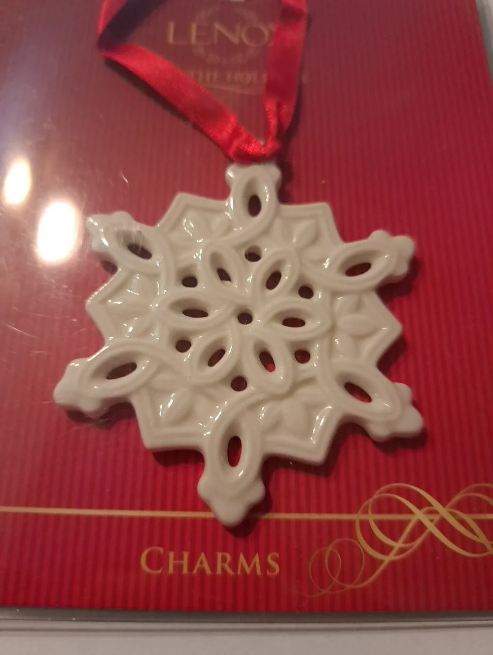 Lenox For Holidays Charms Pierced Porcelain Snowflake Ornament Ivory Christmas